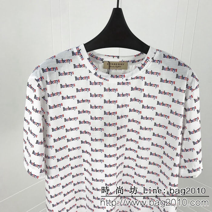BURBERRY巴寶莉 19ss早春新款短袖 滿印字母印花logo 絲光混紡面料 高版本男女同款 ydi2263